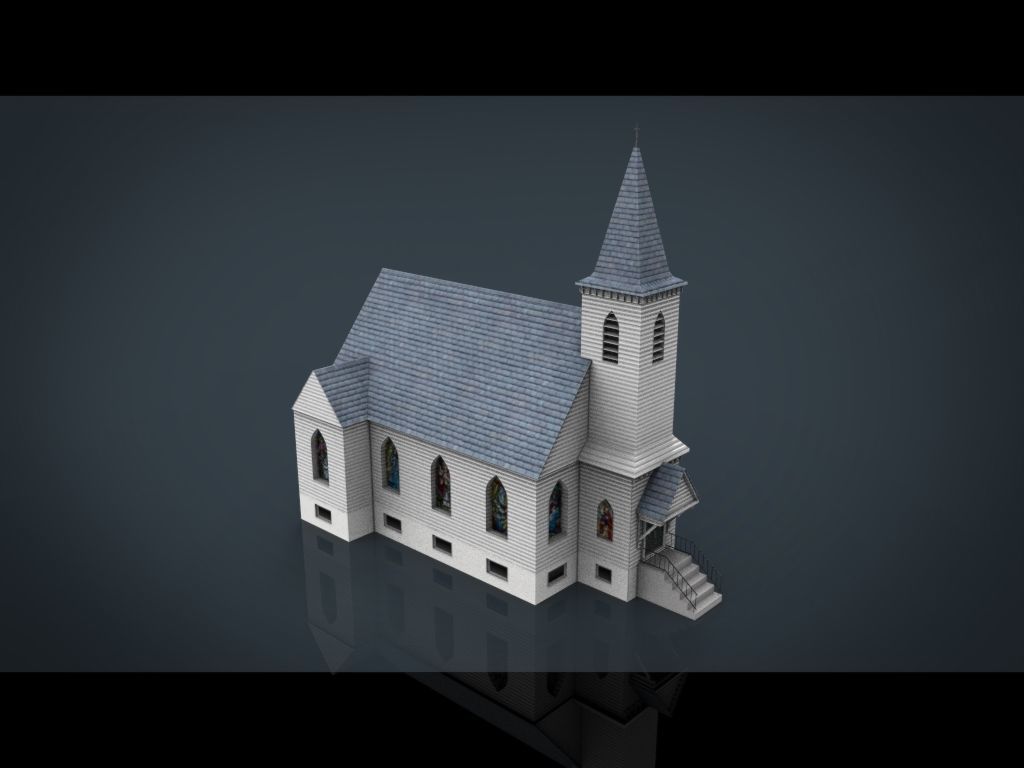 AMERICAN CHURCH Low-poly 3D model_18