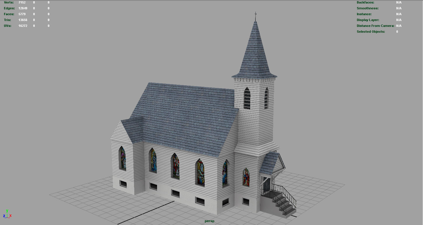 AMERICAN CHURCH Low-poly 3D model_3