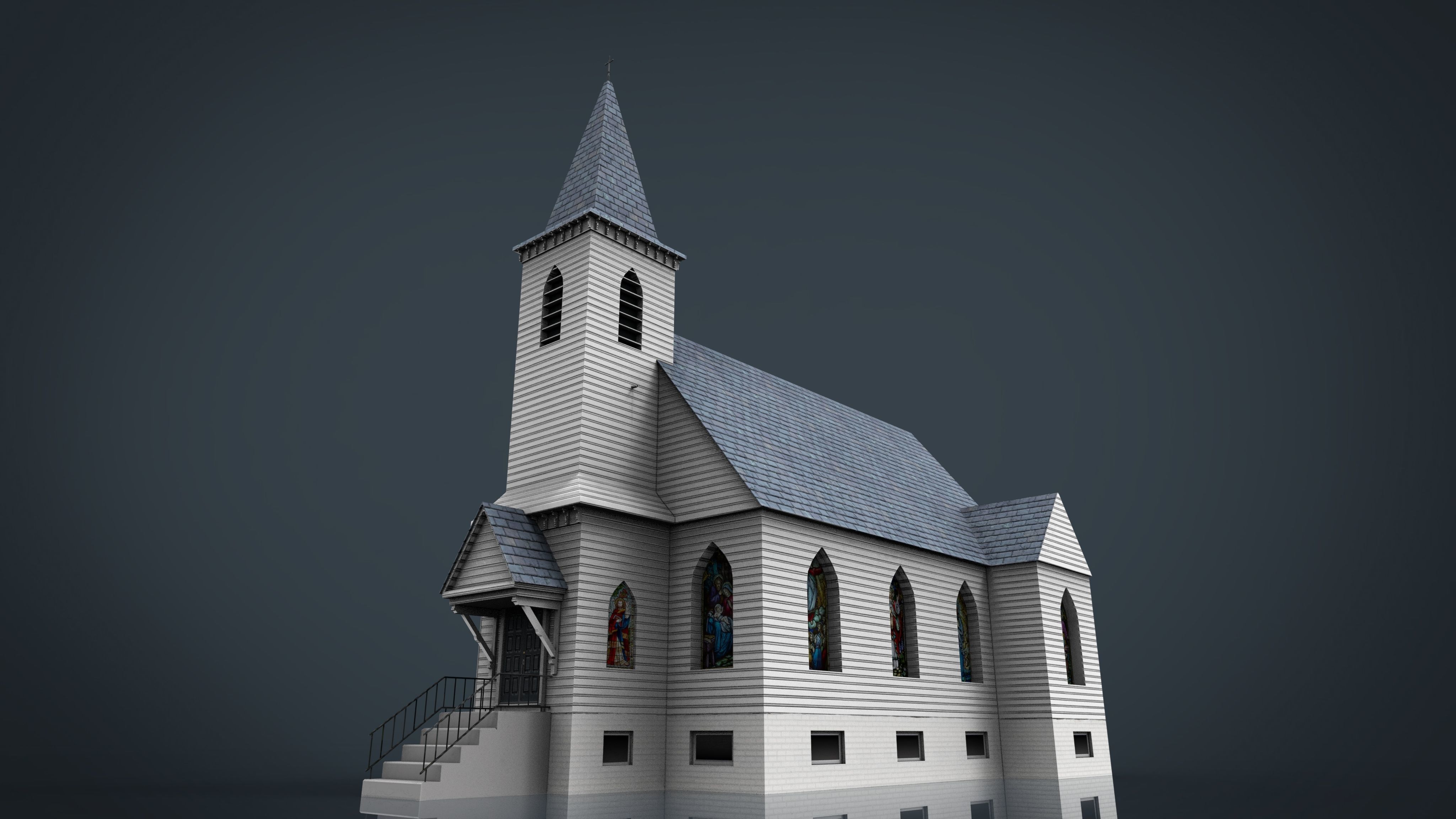 AMERICAN CHURCH Low-poly 3D model_2