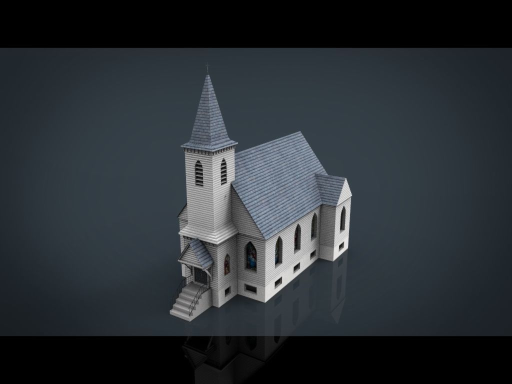 AMERICAN CHURCH Low-poly 3D model_21