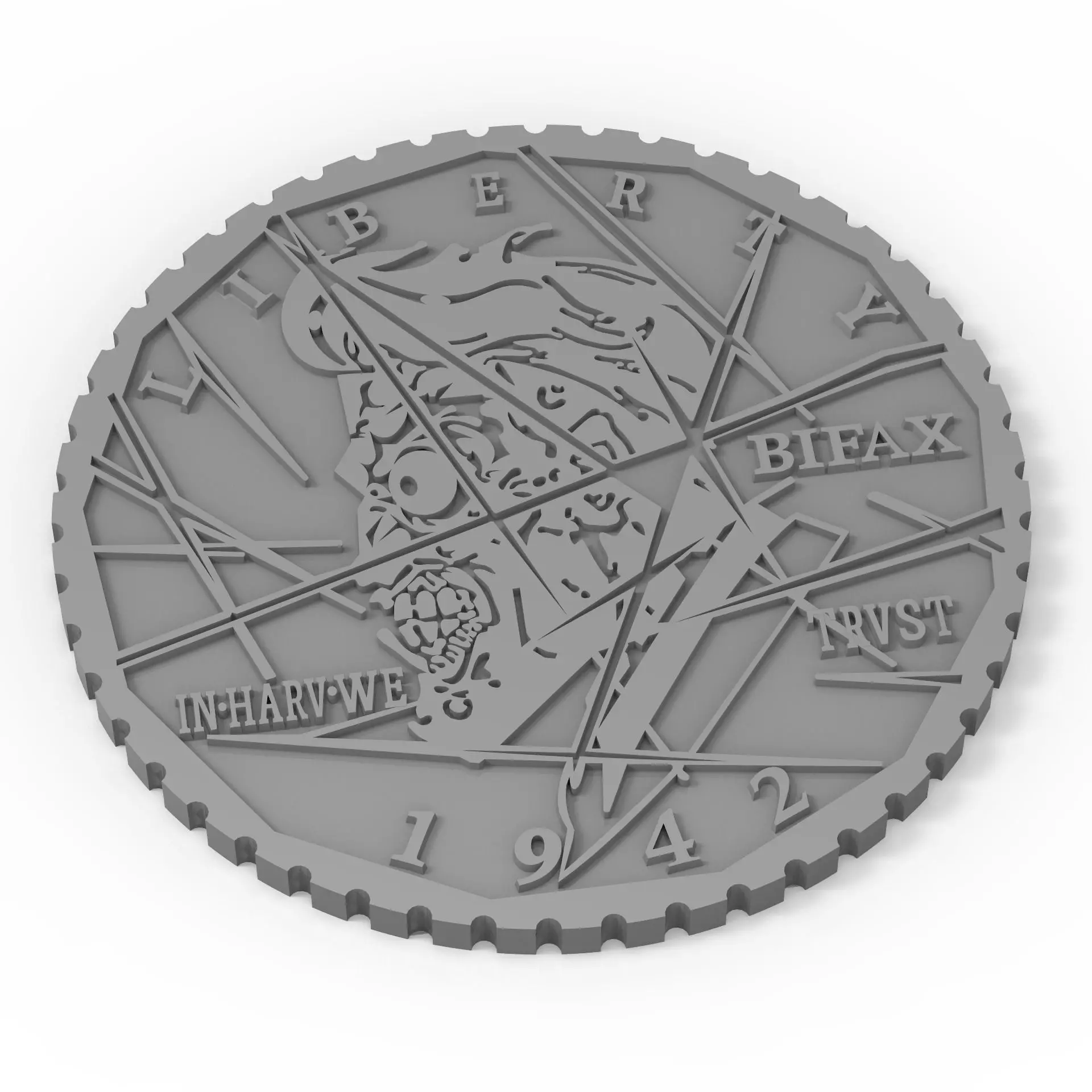 Two Face - Harvey Dent 3D Coin Model 3D print model_0