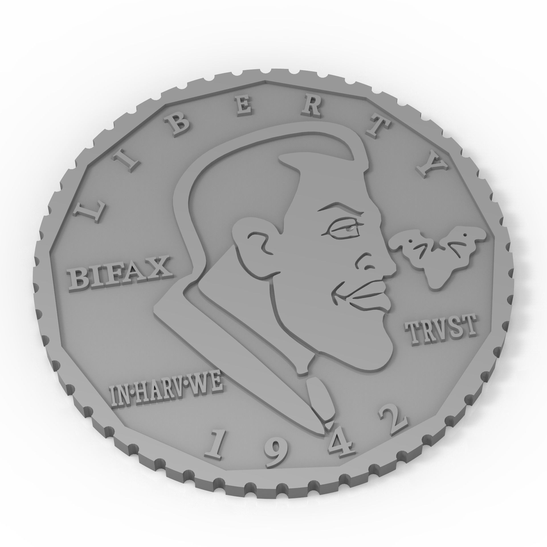 Two Face - Harvey Dent 3D Coin Model 3D print model_1