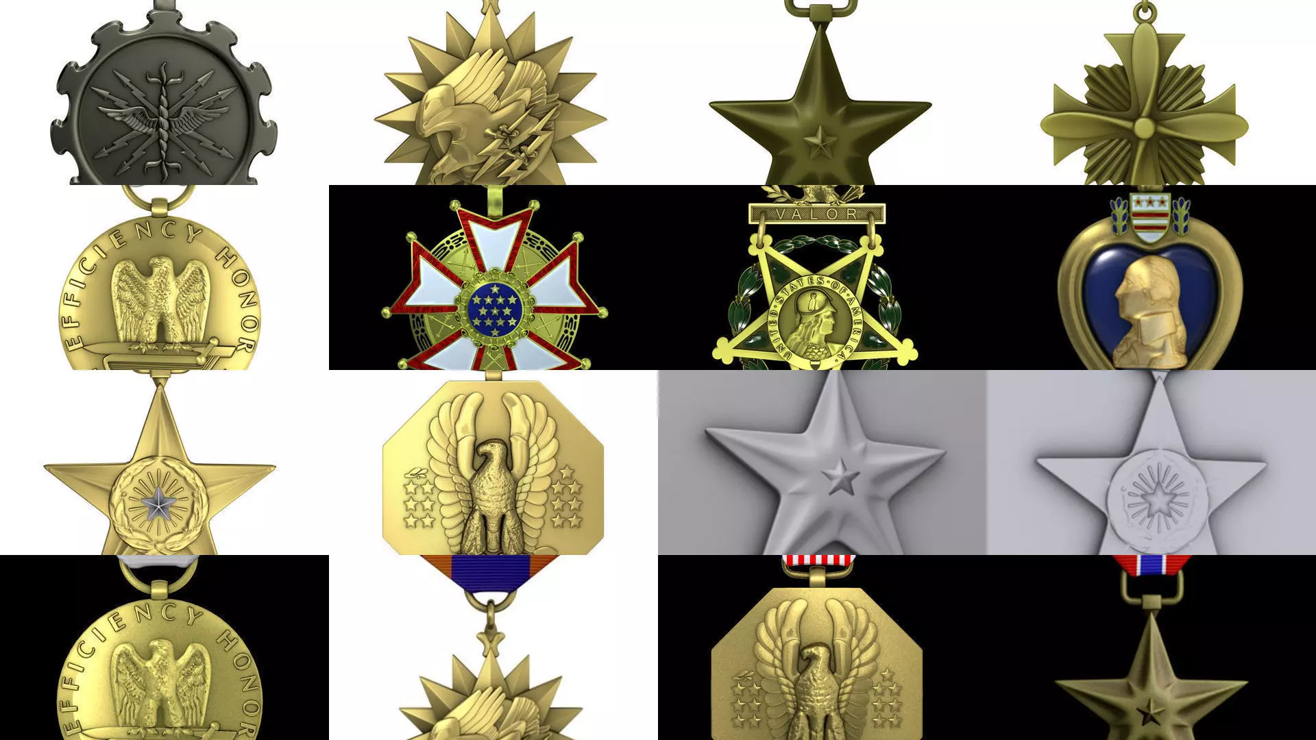 US Medals set 3D Model Collection_0