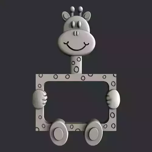 3d STL models for CNC photo frame for kids giraffe