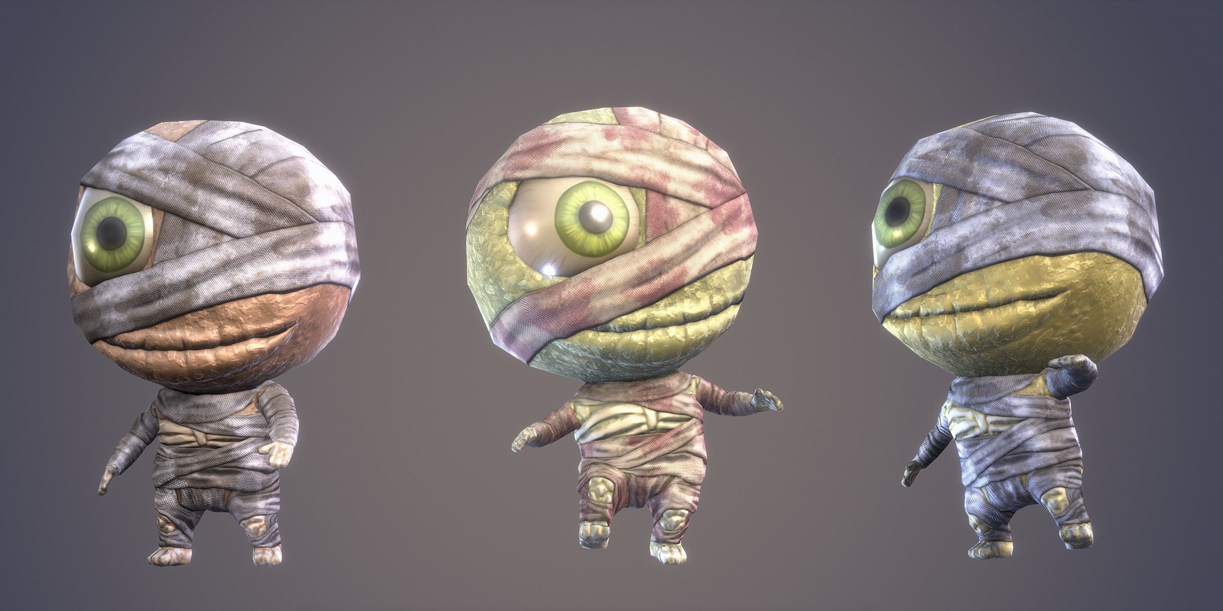 Cartoon Character Chibi Mummy Low-poly 3D model_4