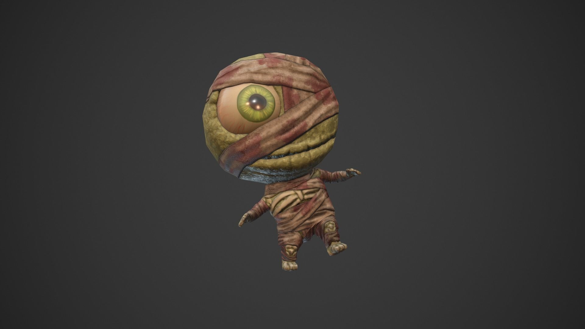 Cartoon Character Chibi Mummy Low-poly 3D model_8