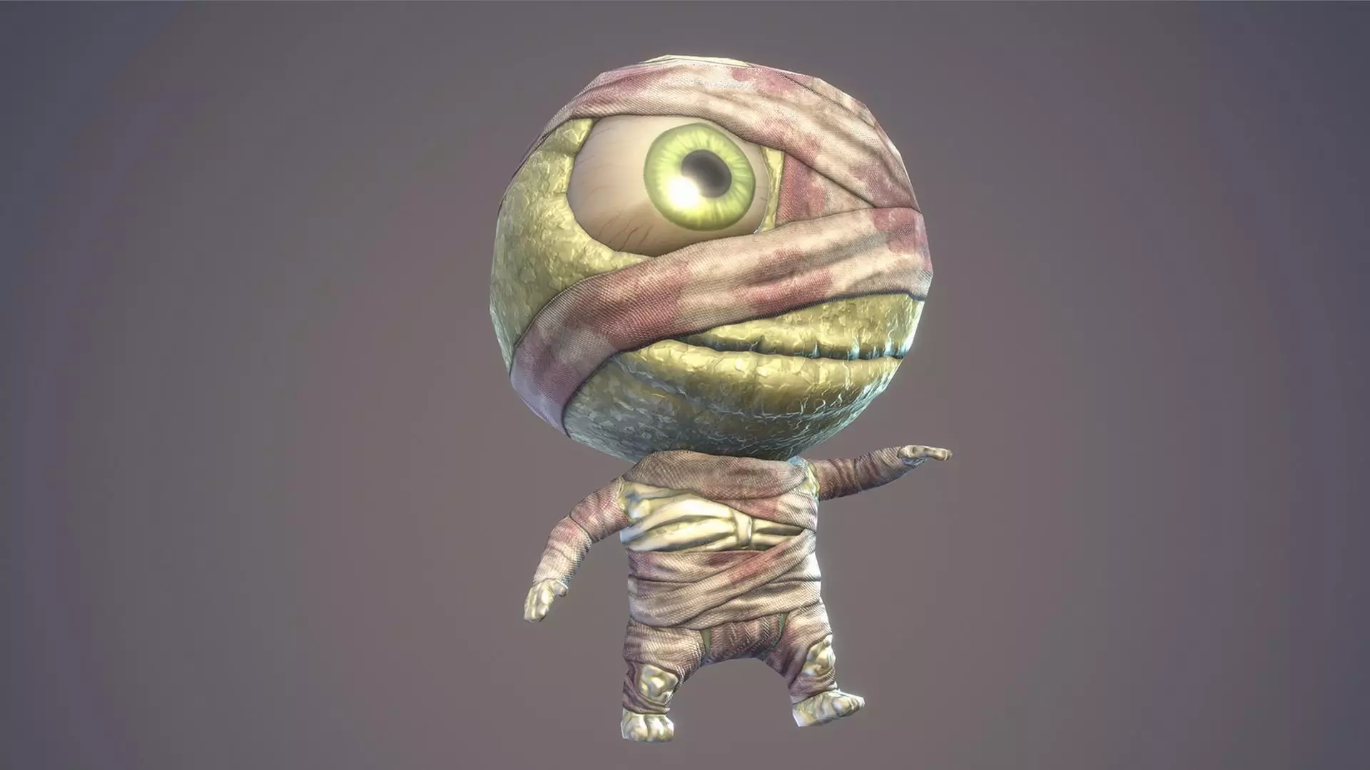 Cartoon Character Chibi Mummy Low-poly 3D model_0