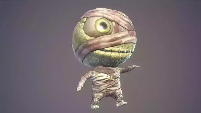 Cartoon Character Chibi Mummy Low-poly 3D model