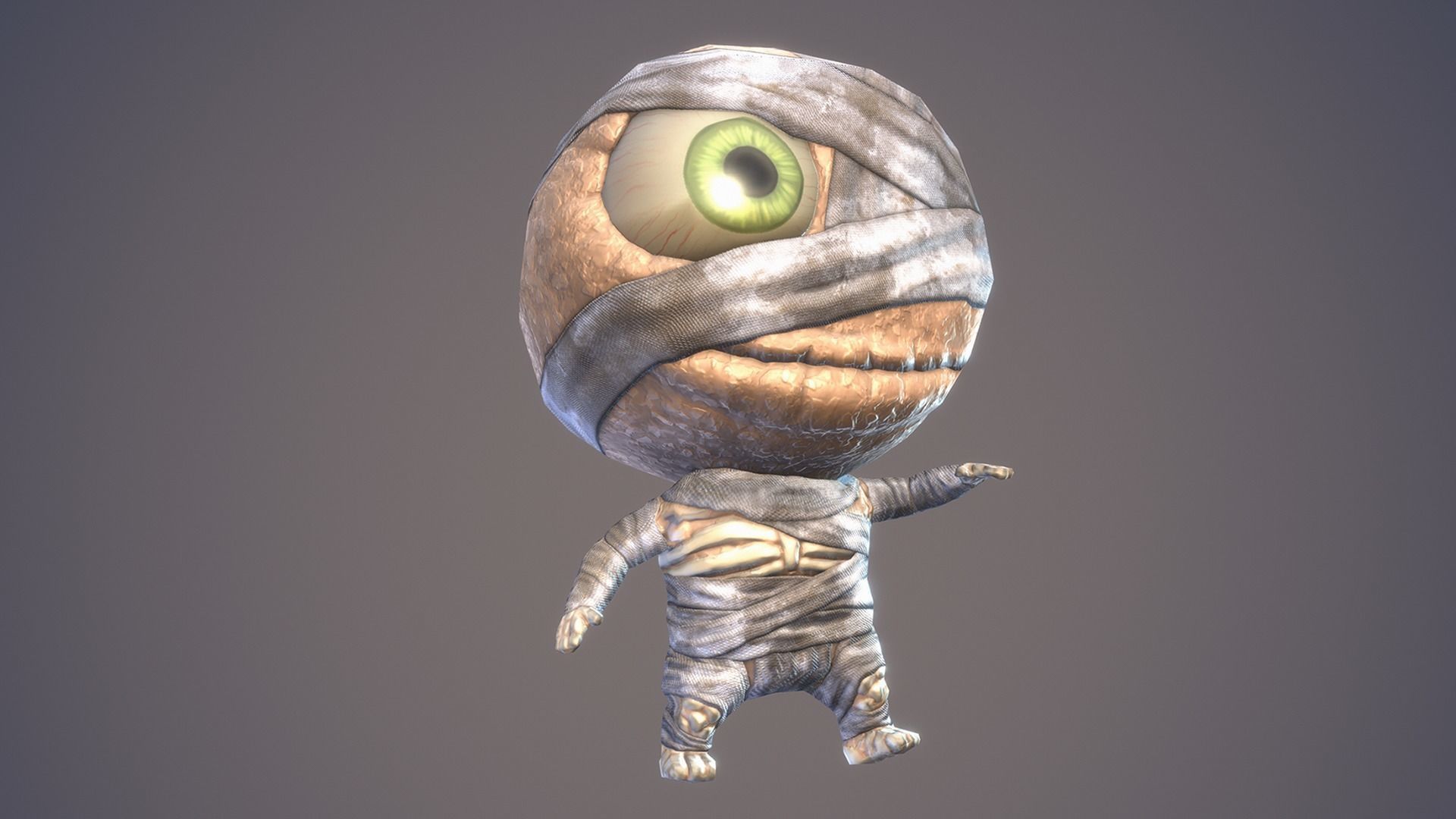Cartoon Character Chibi Mummy Low-poly 3D model_5