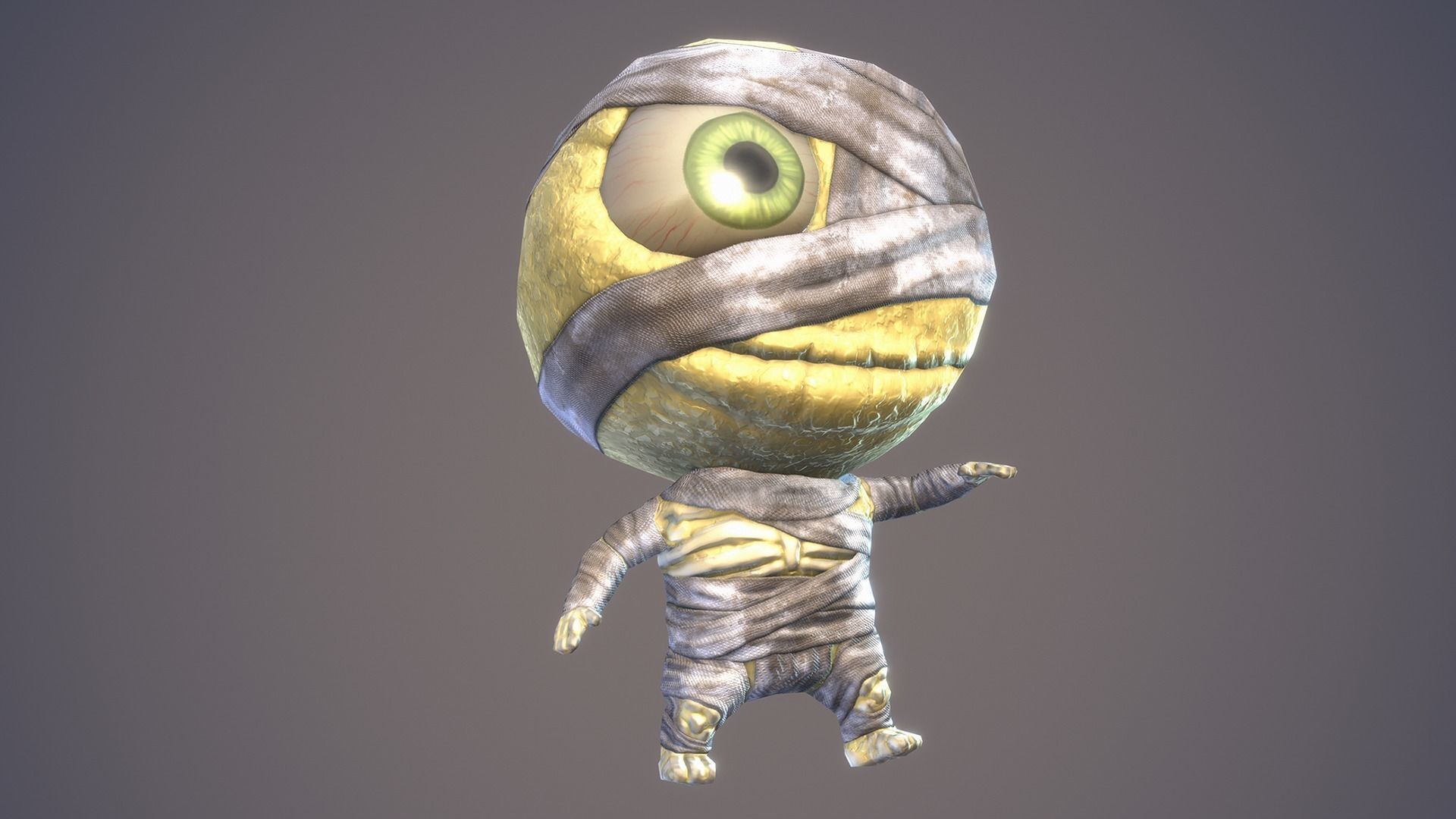 Cartoon Character Chibi Mummy Low-poly 3D model_6