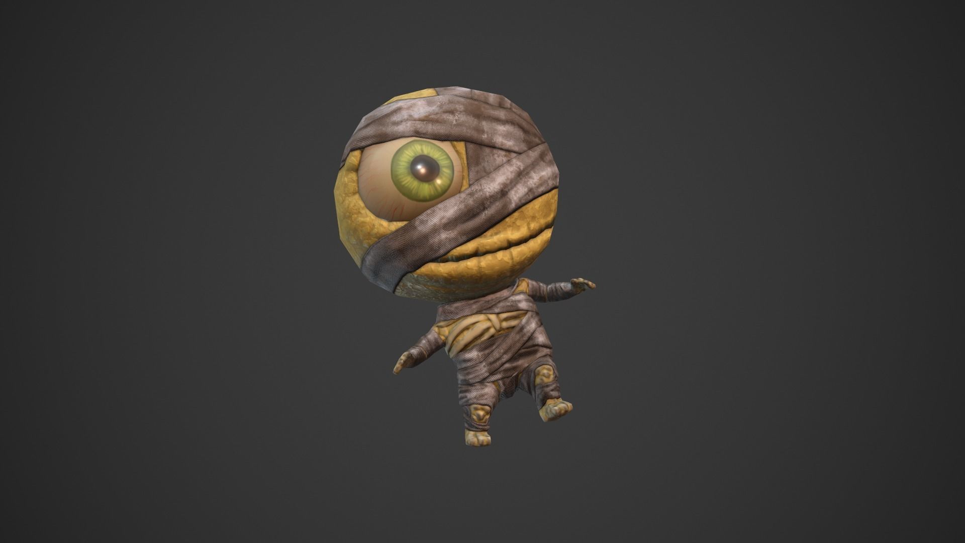 Cartoon Character Chibi Mummy Low-poly 3D model_9