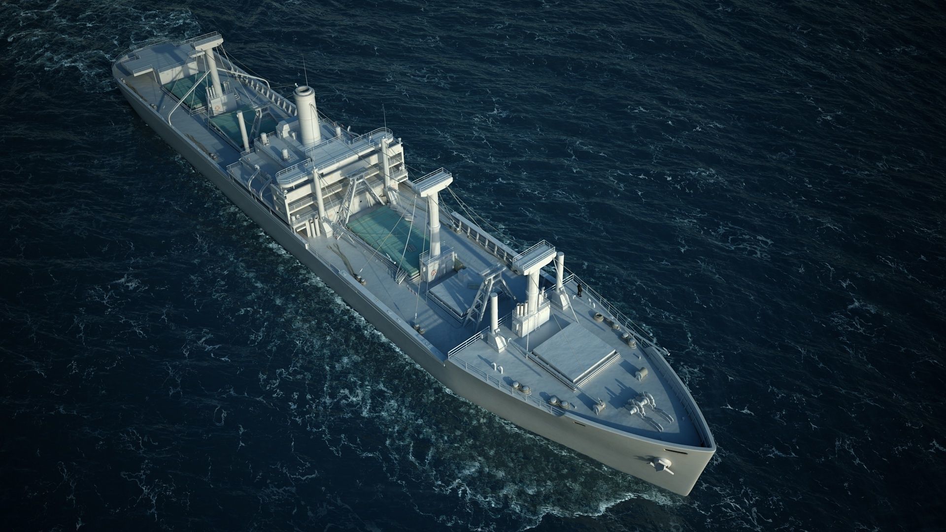 High detailed White Army Ship Scene - Model 3D model_1