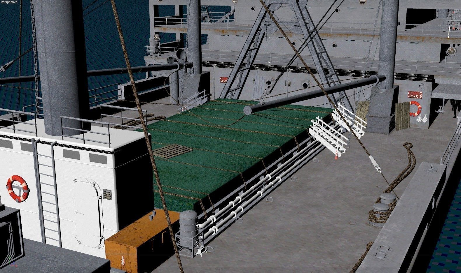 High detailed White Army Ship Scene - Model 3D model_5