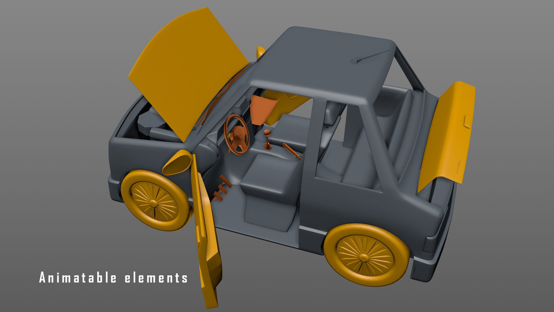 CarToon  Basic Car two doors 3D model_11