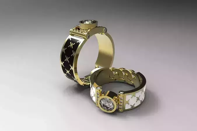 Rings with enamel SET -  3D print model 3D Model Collection