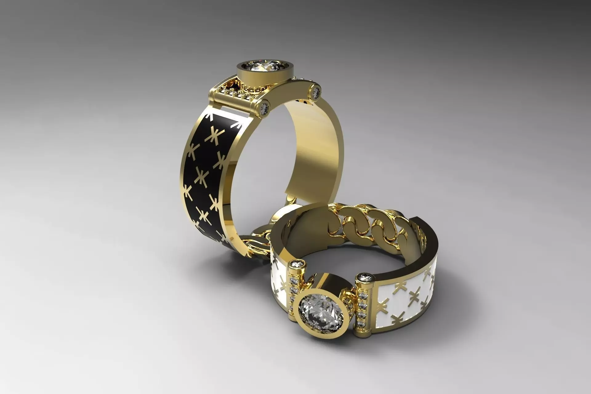 Rings with enamel SET - 3D print model 3D Model Pack | CGTrader