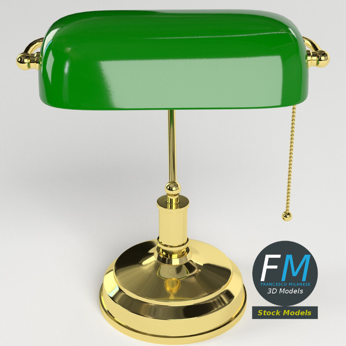 Banker lamp 3D model_2