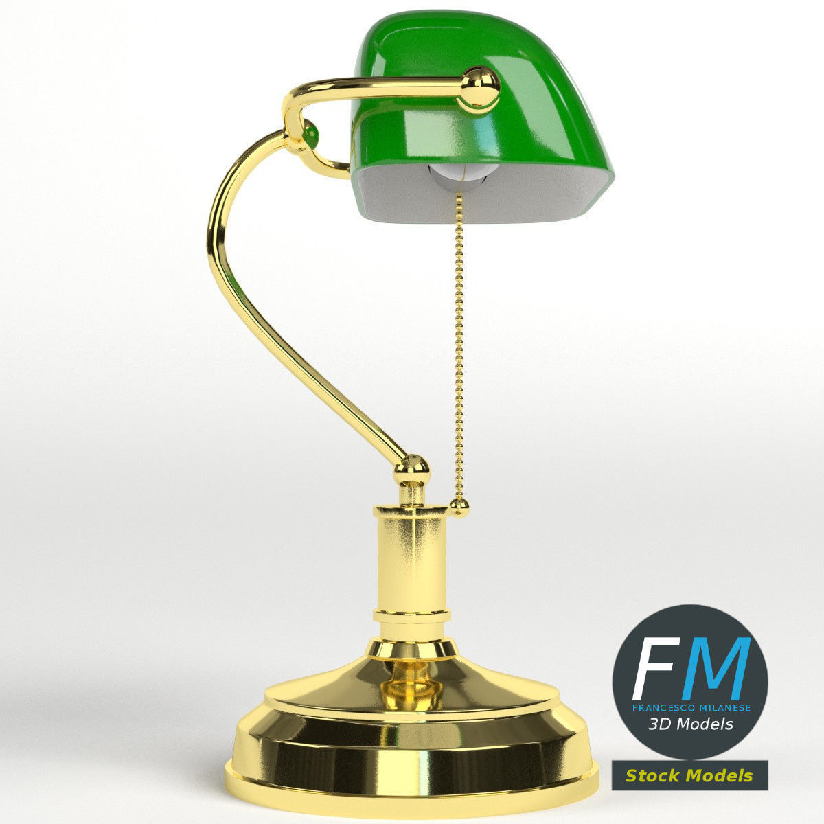 Banker lamp 3D model_4