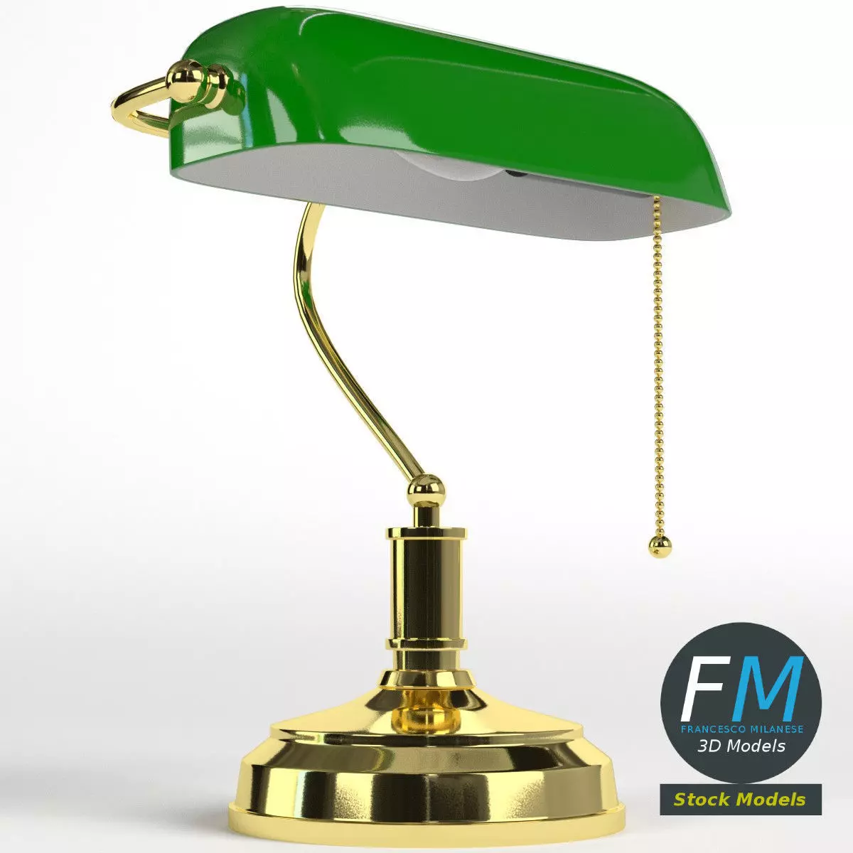 Banker lamp 3D model_0