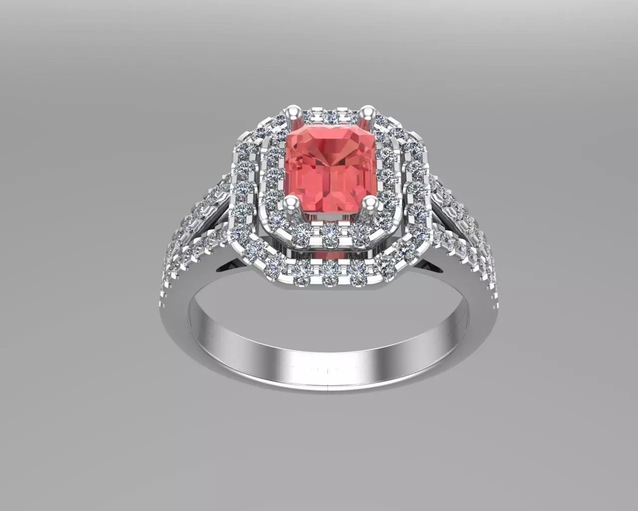 Emerald diamond golden rings NN129 3D print model