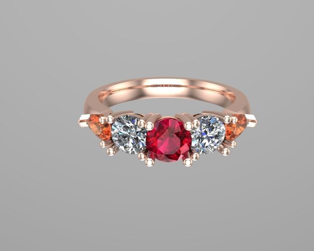 Five stones diamond ring NN131 3D print model