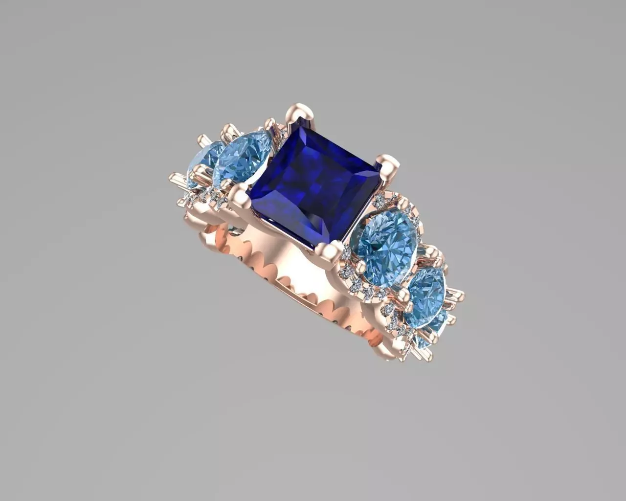 Princess diamond golden rings NN134 3D print model
