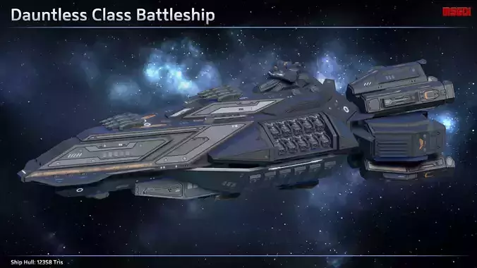 Spaceship Battleship Dauntless Low-poly 3D model