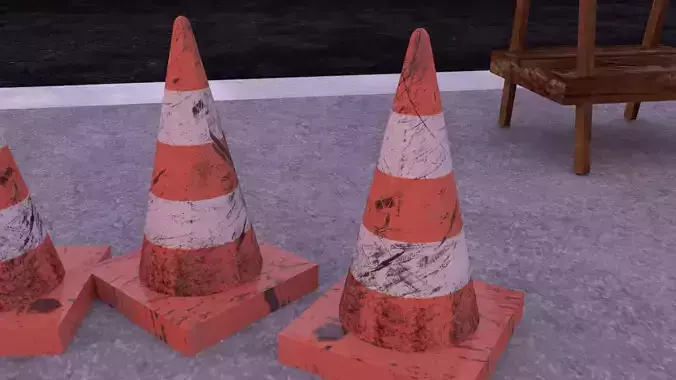 Traffic Cone Low-poly 3D model