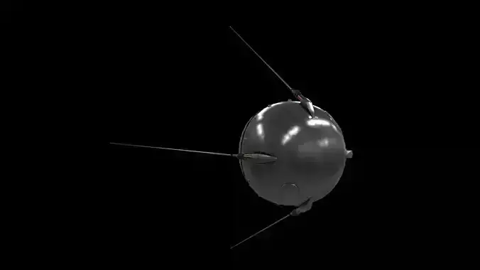 Sputnik spacecraft Low-poly 3D model