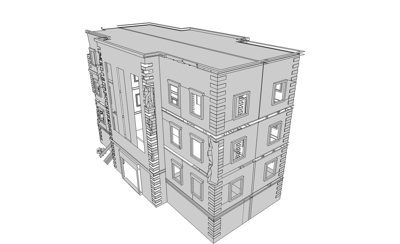Ruin Building Low-poly 3D model_2
