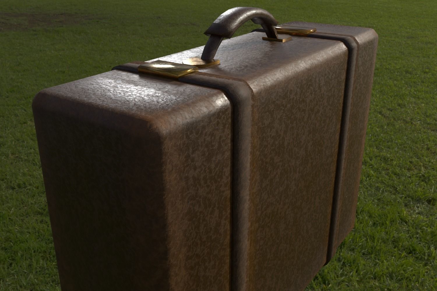 Leather briefcase Free low-poly 3D model_1