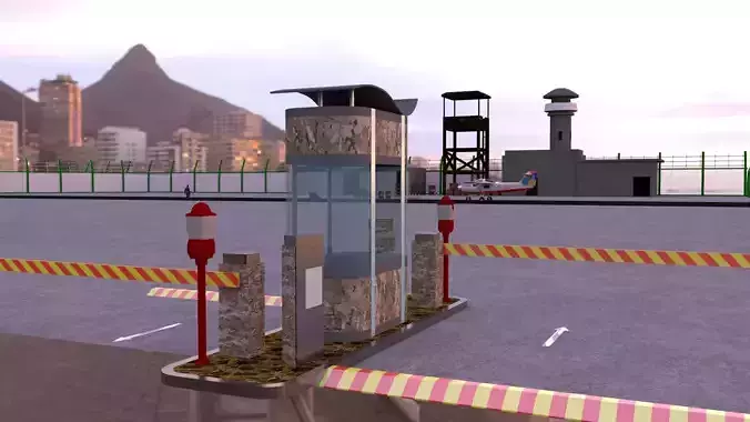 Gate Barrier Low-poly 3D model