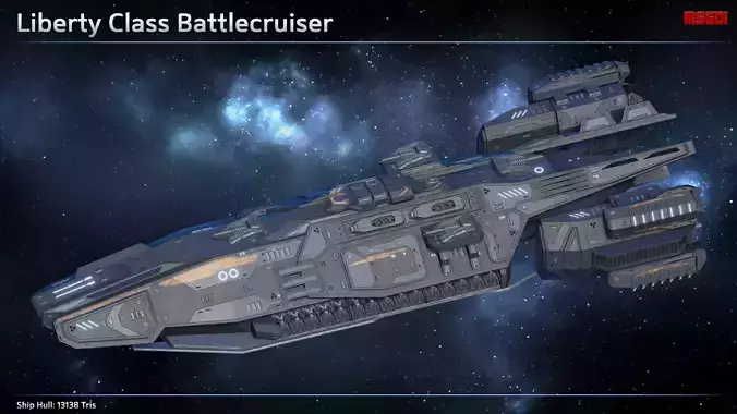 Spaceship Battlecruiser Liberty Low-poly 3D model