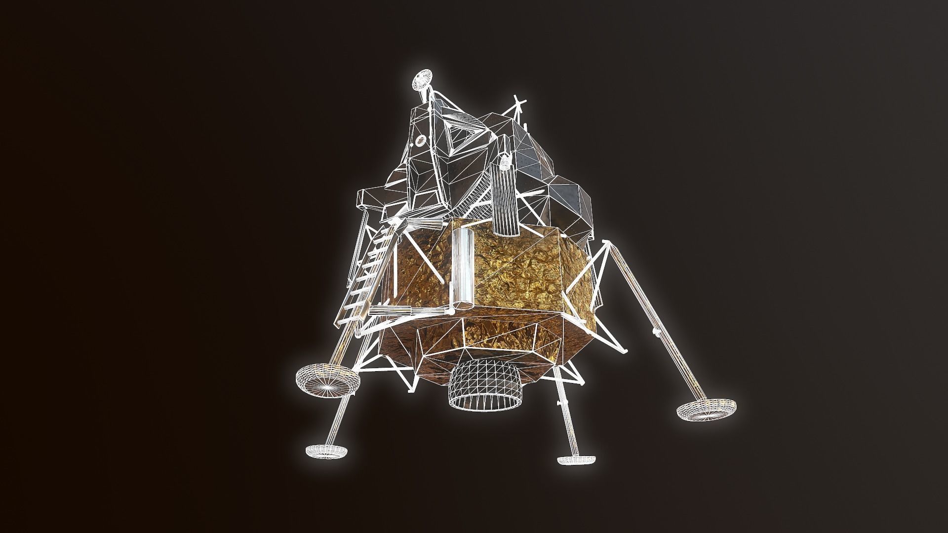 Lunar Module - LEM - Apollo program Low-poly 3D model_9