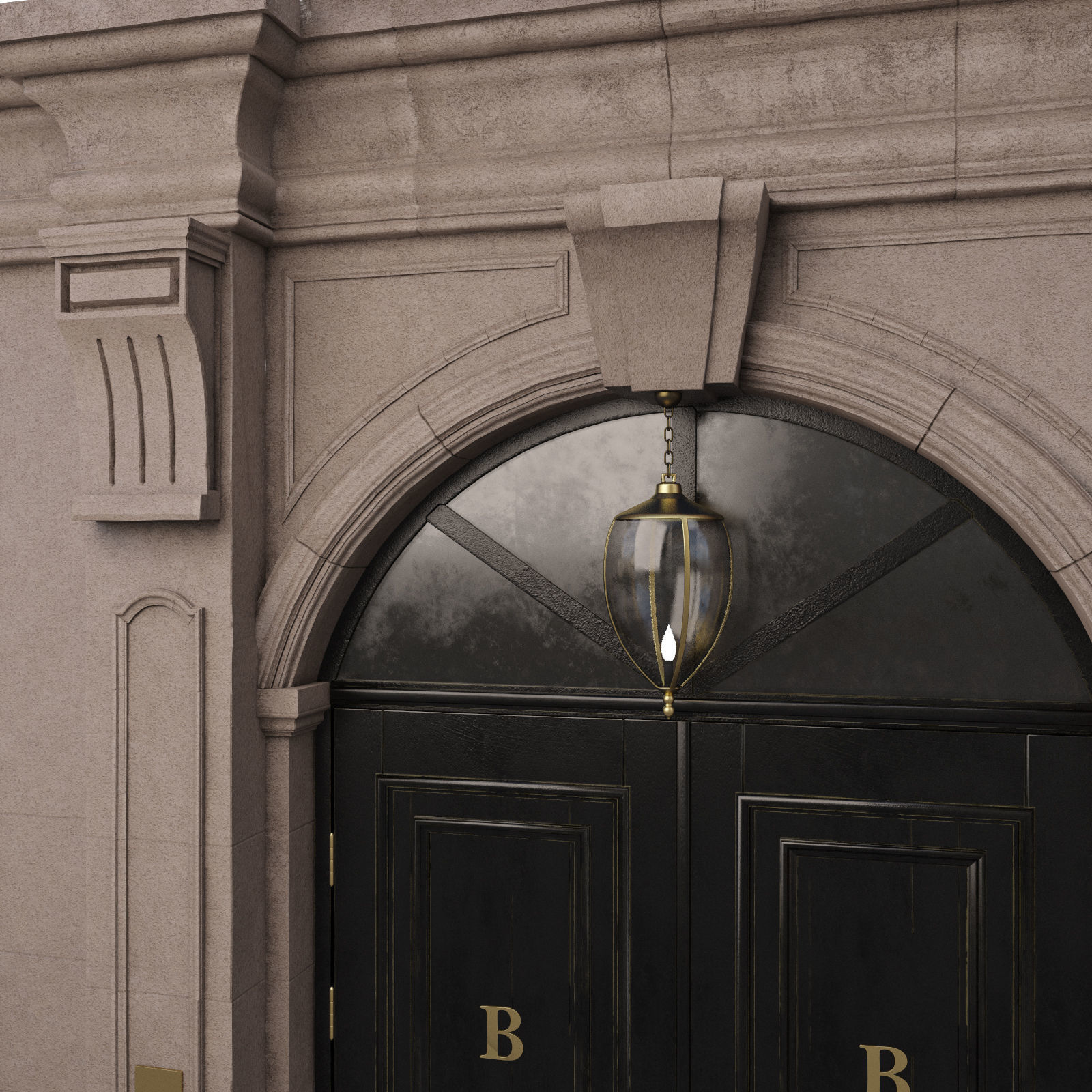  Entrance classic door 09  3D model_7