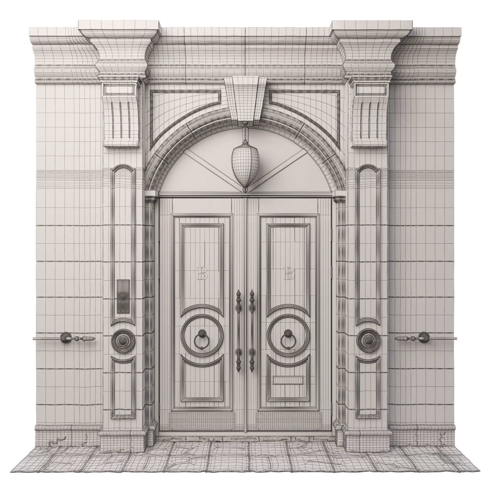  Entrance classic door 09  3D model_4