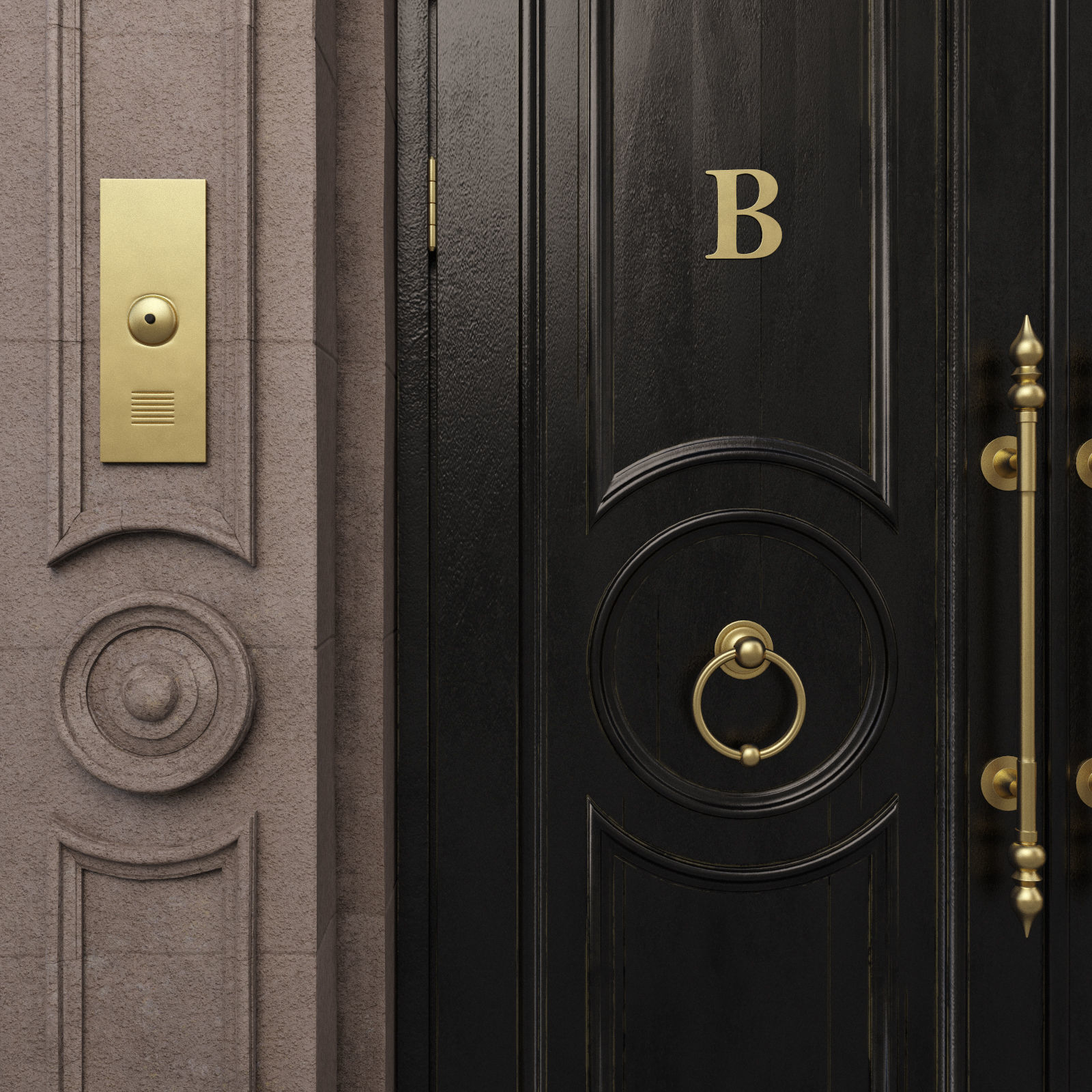  Entrance classic door 09  3D model_3
