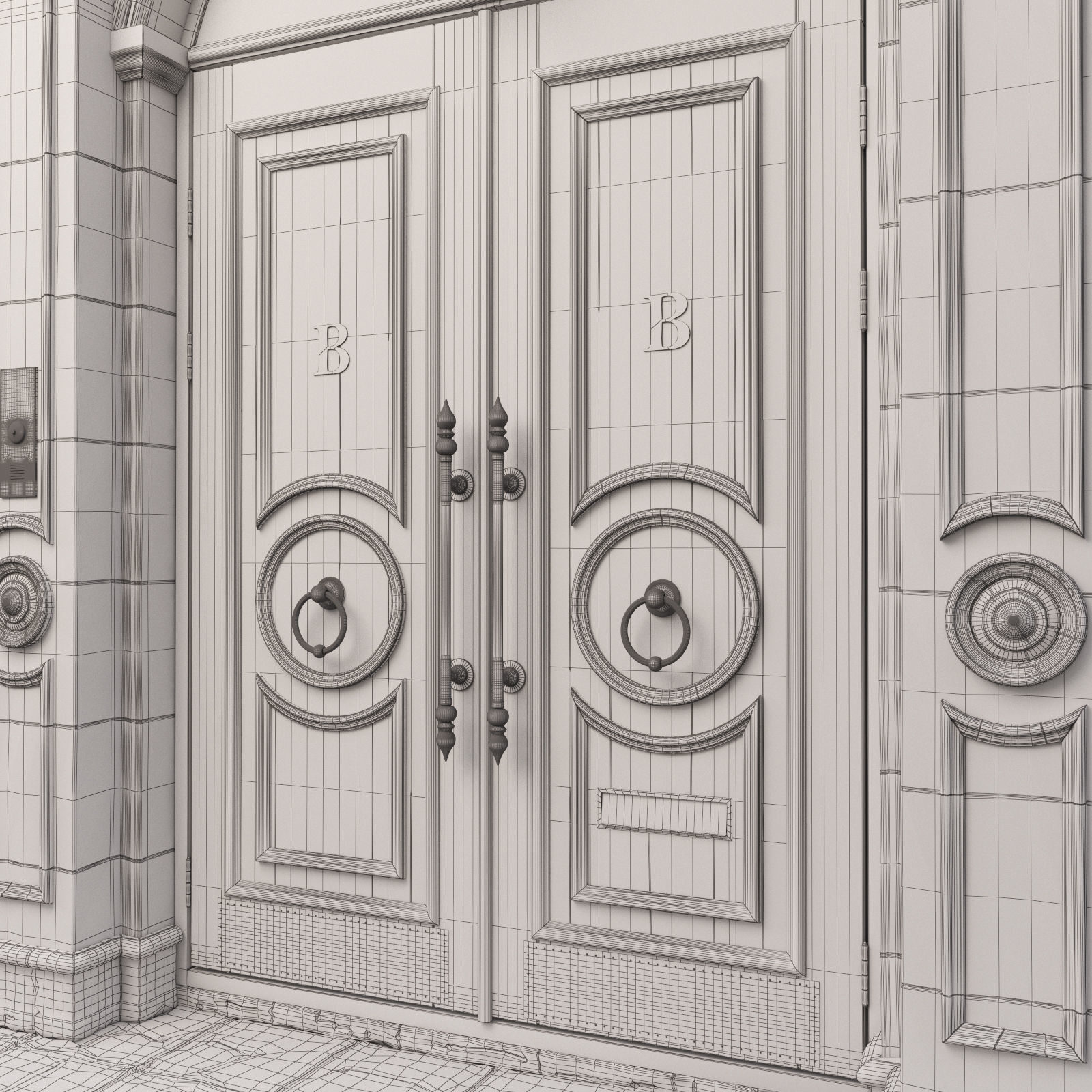  Entrance classic door 09  3D model_9