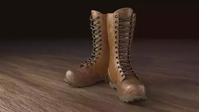 Realistic Boot pair of combat boots 3D model