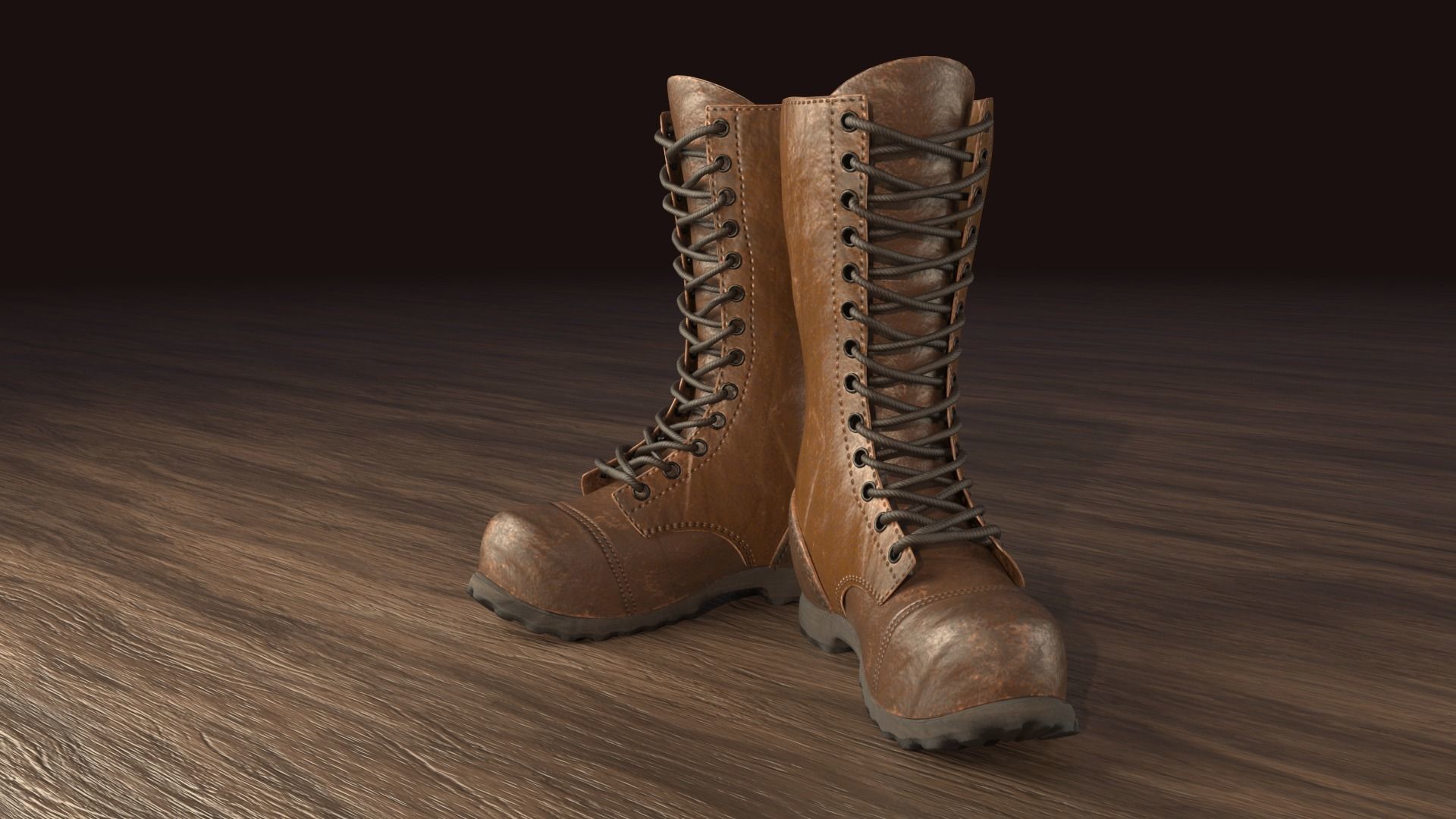 Realistic Boot pair of combat boots 3D model CGTrader