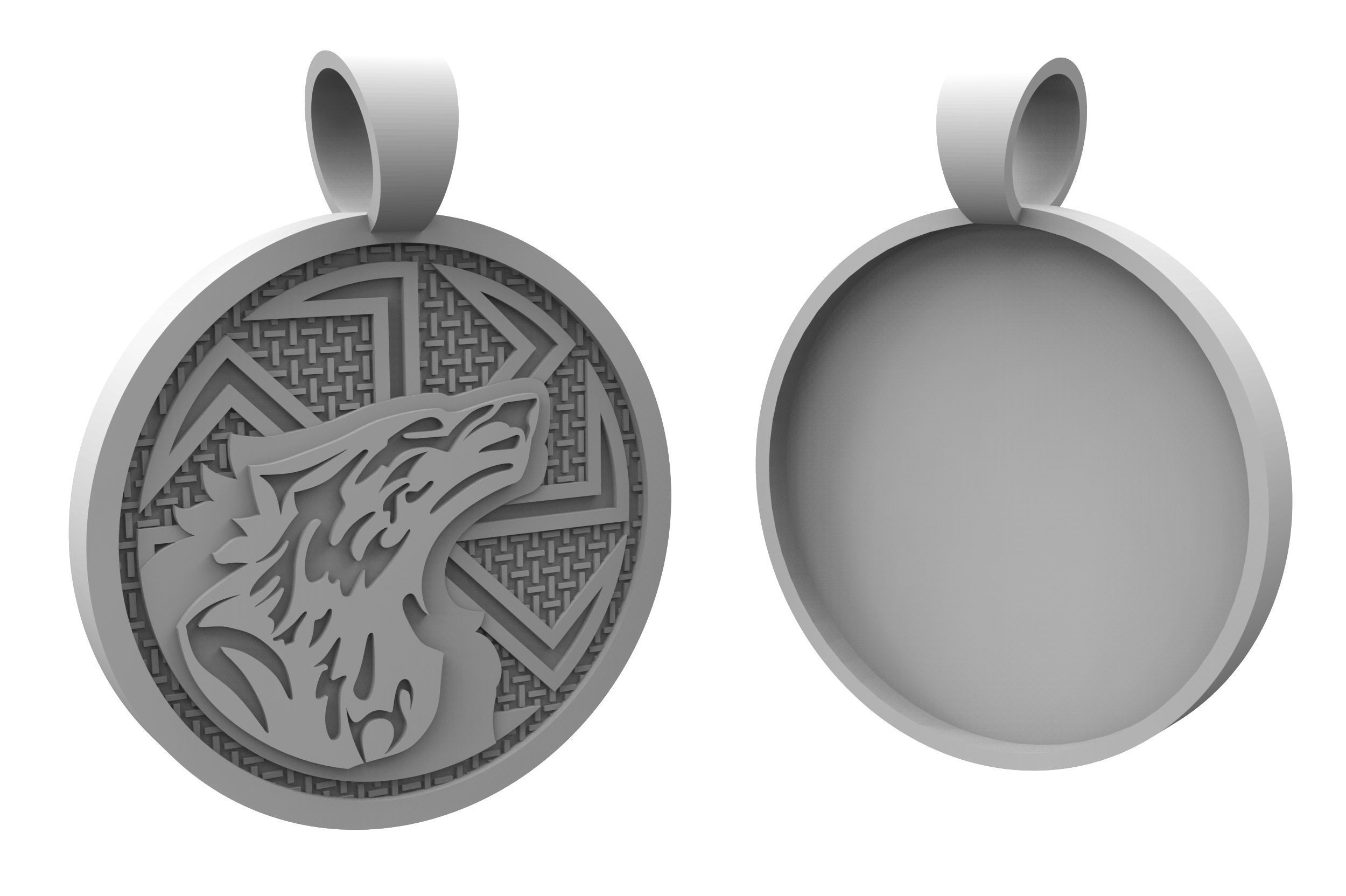 talisman Kolovrat pendant with wolf  3D print model_1