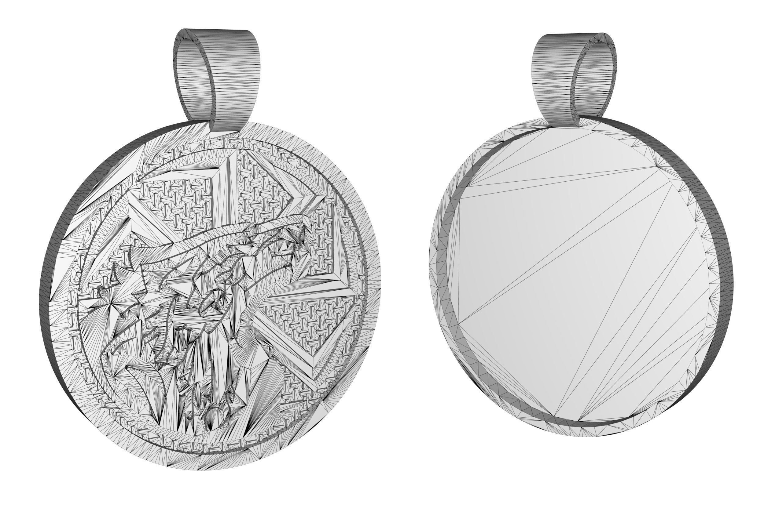 talisman Kolovrat pendant with wolf  3D print model_3