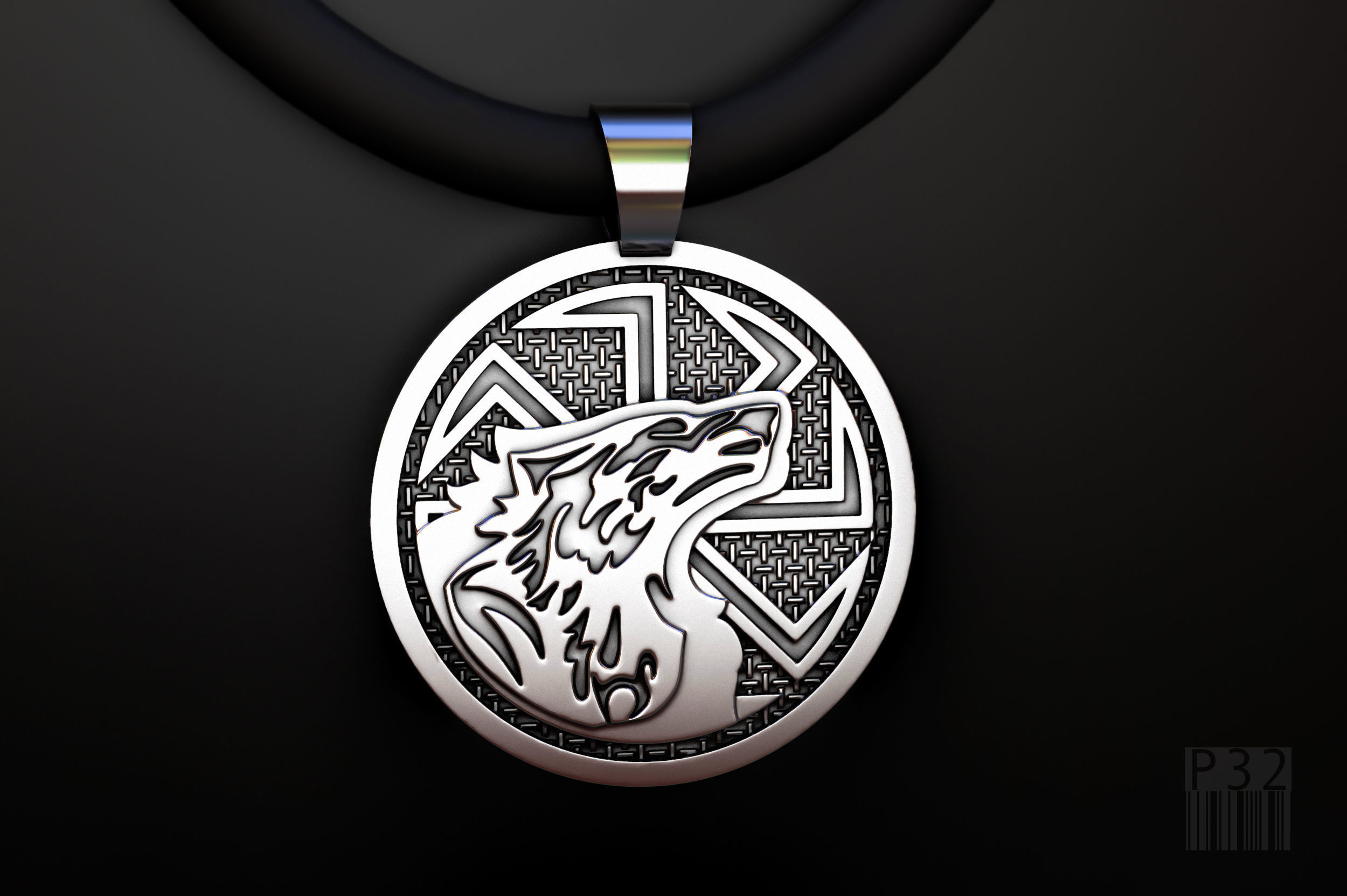 talisman Kolovrat pendant with wolf  3D print model_0