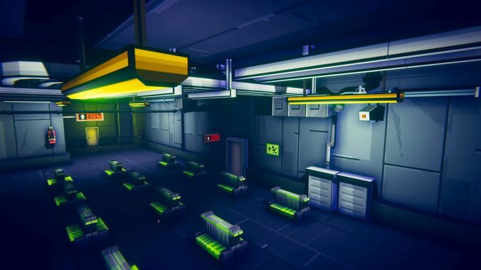 3D Pixel-Art Underground Subway Metro Station level Modular Kit Low-poly 3D model_29