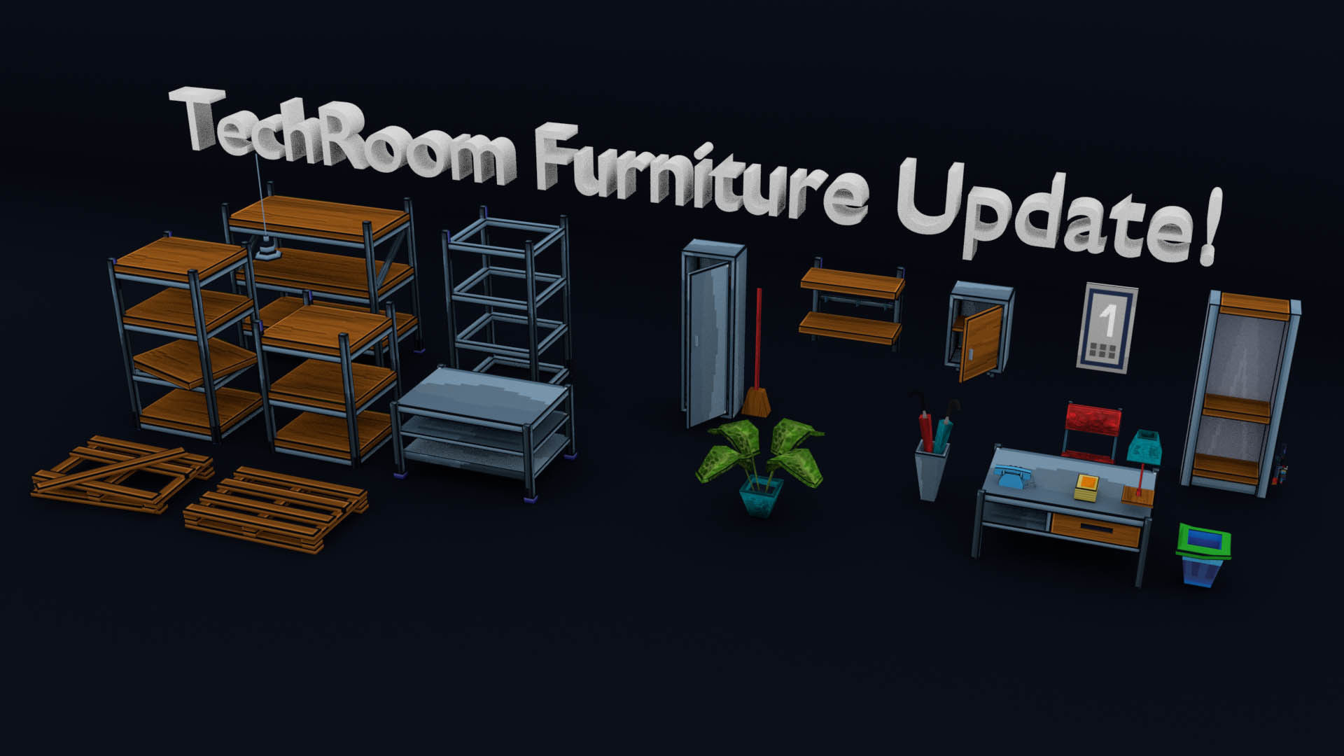 3D Pixel-Art Underground Subway Metro Station level Modular Kit Low-poly 3D model_3