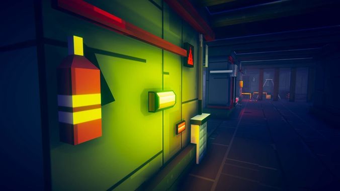 3D Pixel-Art Underground Subway Metro Station level Modular Kit Low-poly 3D model_30