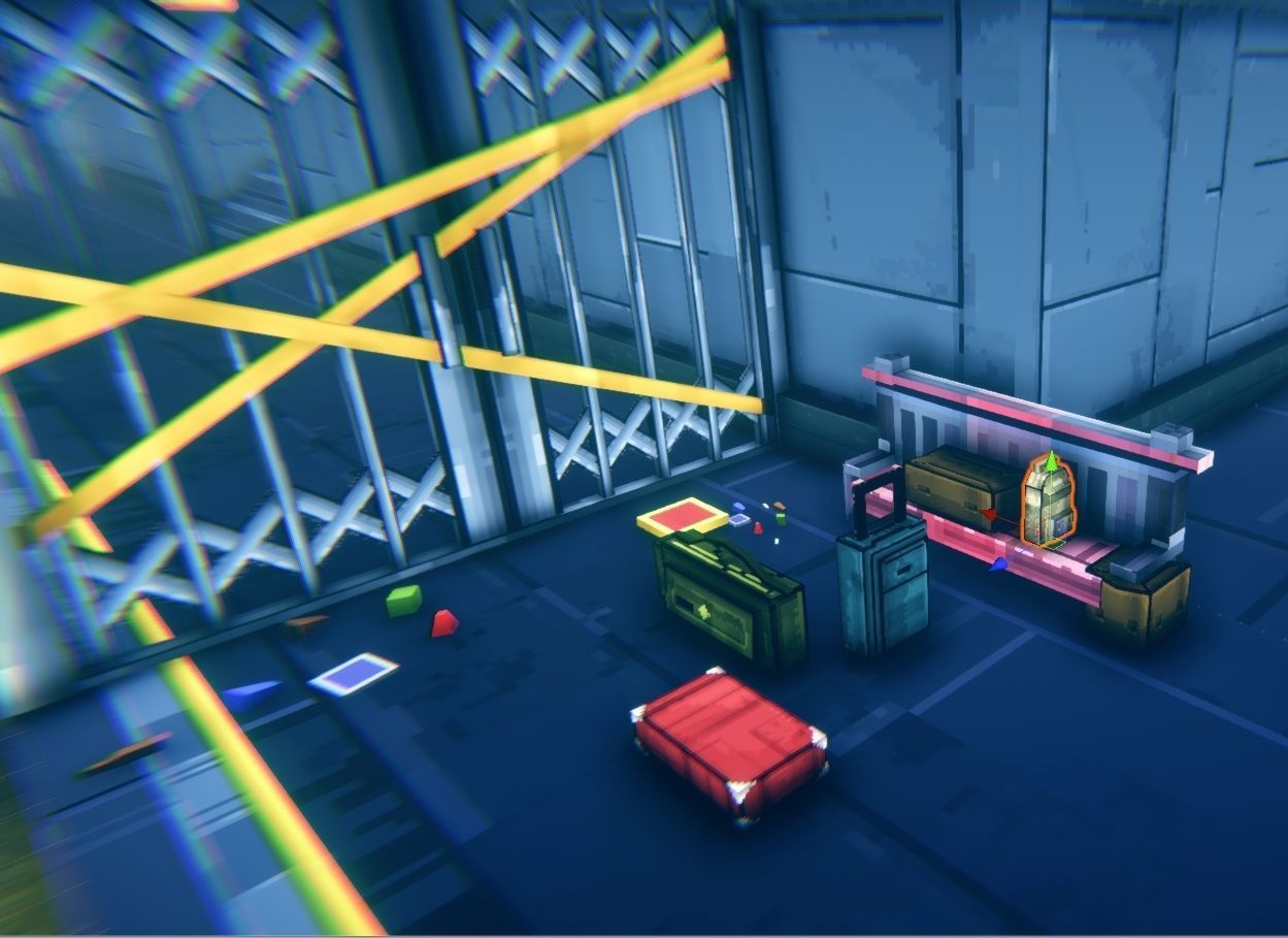 3D Pixel-Art Underground Subway Metro Station level Modular Kit Low-poly 3D model_10