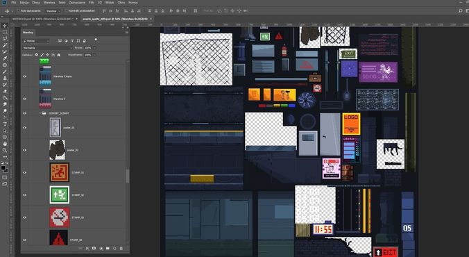 3D Pixel-Art Underground Subway Metro Station level Modular Kit Low-poly 3D model_18