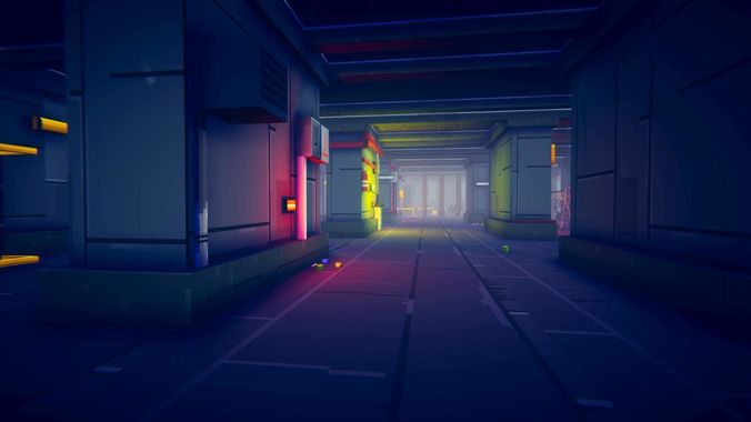 3D Pixel-Art Underground Subway Metro Station level Modular Kit Low-poly 3D model_25