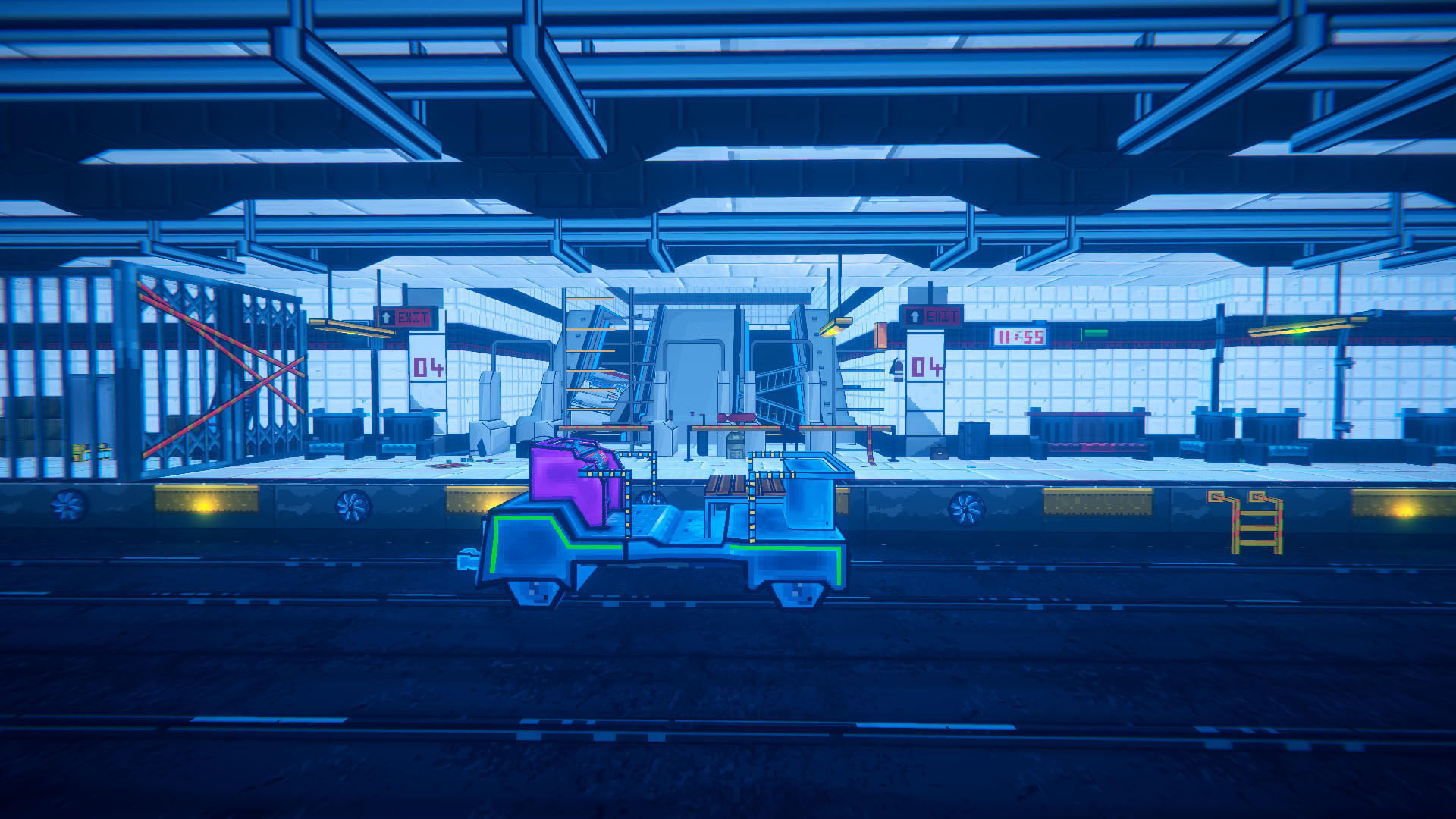 3D Pixel-Art Underground Subway Metro Station level Modular Kit Low-poly 3D model_6